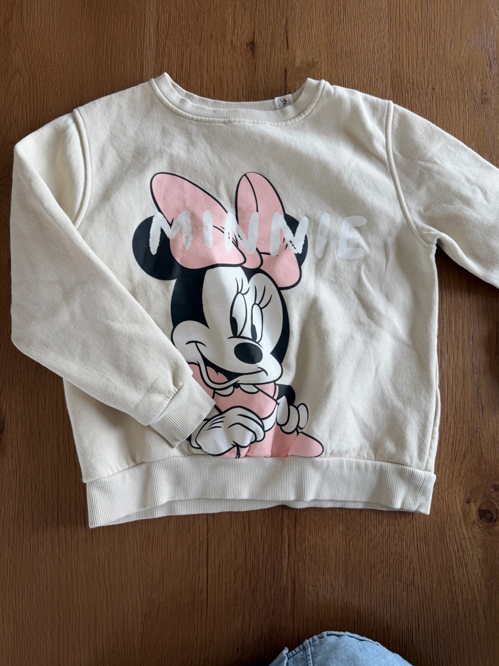 H&M Cream Sweatshirt with Pink & Black Minnie Mouse Graphic